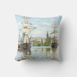Almofada Claude Monet. Navios a voar no Sena em Rouen