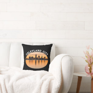 Almofada Cleveland City sunset skyline