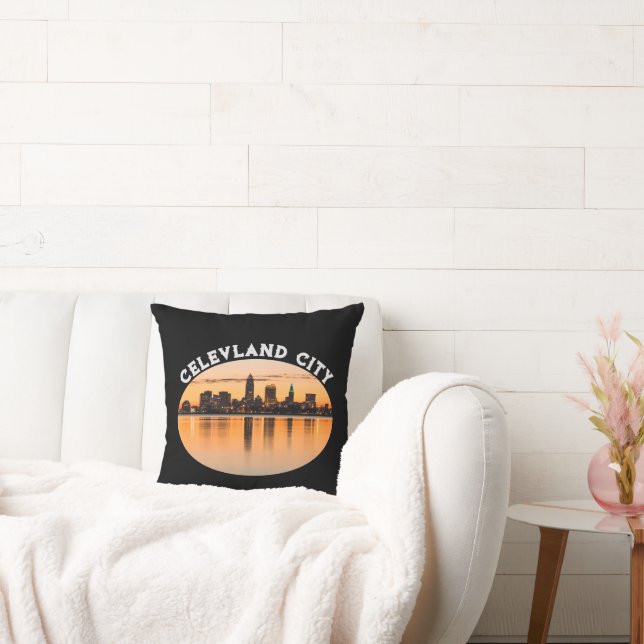 Almofada Cleveland City sunset skyline (Sofá)