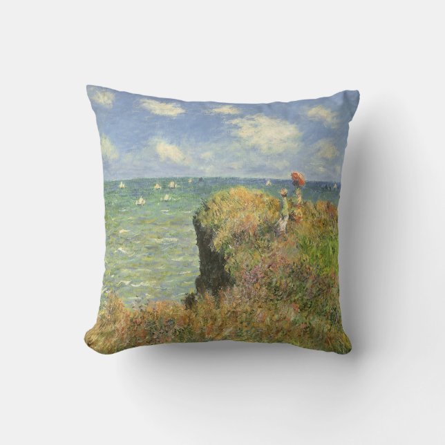 Almofada Cliff Walk em Pourville por Claude Monet (Frente)