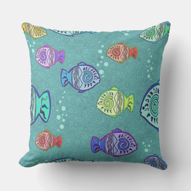 Almofada Clip-Art Fish Pattern + suas ideias (Frente)