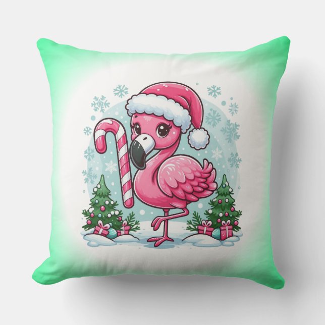 Almofada Clipart de Flamingo de Natal para Sublimação (Frente)