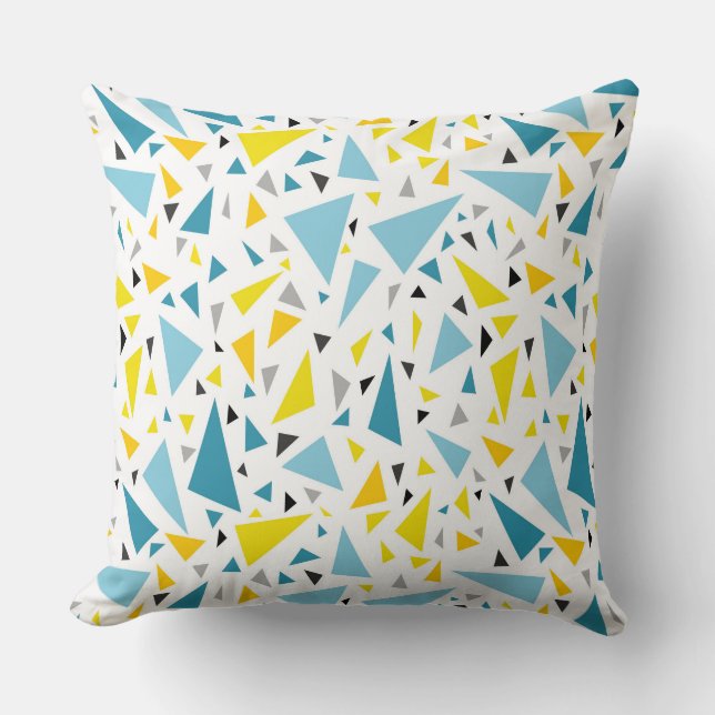 Almofada Clique no design favorito Triângulo amarelo e azul (Frente)