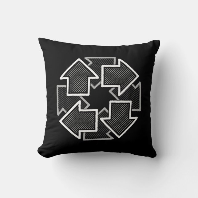Almofada Clockwise Arrows Minimal Geometric Black Variant 2 (Frente)