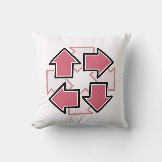 Almofada Clockwise Arrows Minimal Geometric Red (Frente)