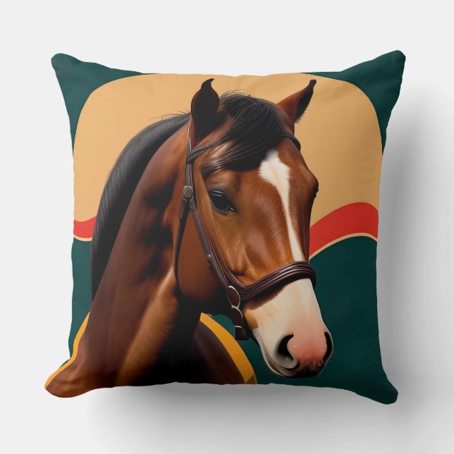 Almofada Close-Up de um Cavalo Elegante (Frente)