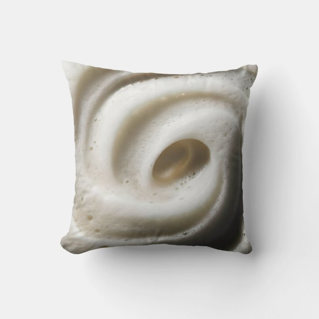 Almofada Close-Up of Creamy White Foam with Swirling Textur (Frente)