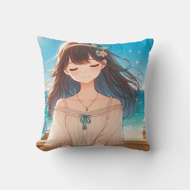 Almofada Closed Eyes Girl & Straw Hat Girl (Frente)