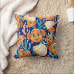 Almofada Clown fish Cartoon cute Family Underwater<br><div class="desc">Cute and Joyful little Clownfish Cartoon Characters swimming together on underwater Coral Reef Background. Original Vector Illustration Copyright BluedarkArt.</div>