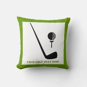 Almofada Clube de golfe e bola preto, costume verde