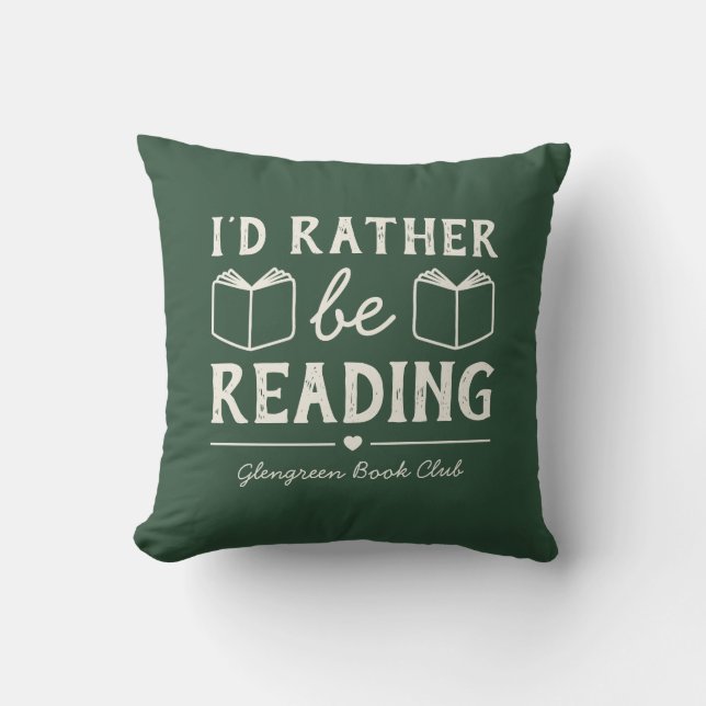 Almofada Clube de Leitura Engraçado Eu Preferiria Estar Len (Frente)