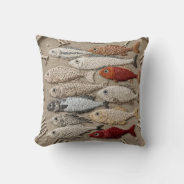Almofada Coastal Fish  Nautical Beach House Rustic Fishing 