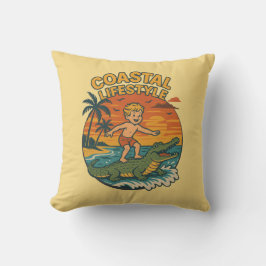 Almofada Coastal Lifestyle Gator Surfing - Retro Surf Beach