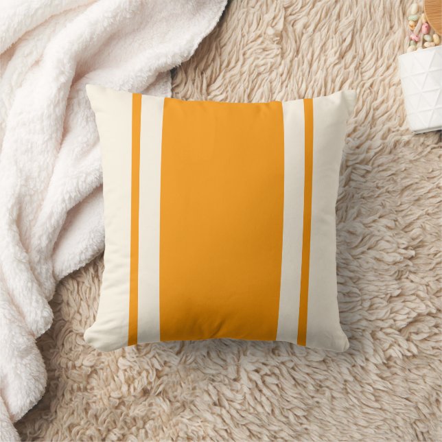 Almofada Coastal Stripe Throw Pillow – Orange & Cream (Cobertor)