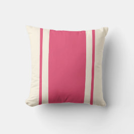 Almofada Coastal Stripe Throw Pillow – Raspberry & Cream
