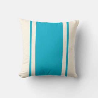 Almofada Coastal Stripe Throw Pillow – Turquoise & Cream