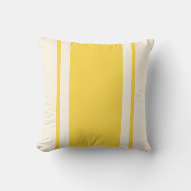 Almofada Coastal Stripe Throw Pillow – Yellow & Cream (Frente)