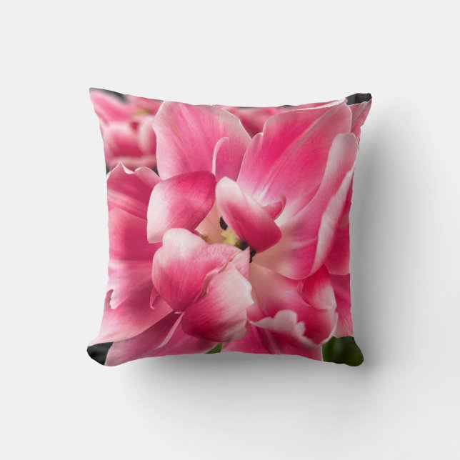 Almofada Cobertor de Foto de Flor de Tulipa Rosa Clara (Frente)