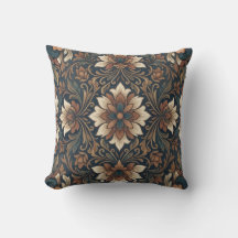 Cobertor de padrão de medalhão floral damasco Boho