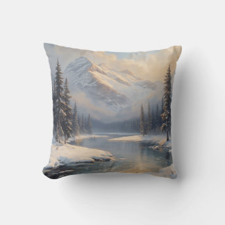Almofada Cobertor de pintura a óleo de paisagem montanhosa