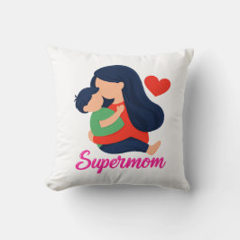 Almofada Cobertor Ilustrado Supermãe Fofa Mãe e Filho P