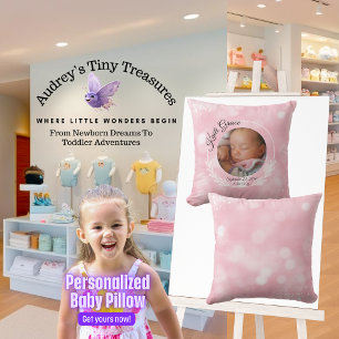 Almofada Cobertor Personalizado Bebê Menina Travesseiro