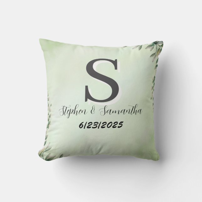 Almofada Cobertor personalizado com monograma boho para lem (Frente)