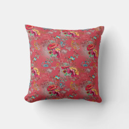 Almofada Cobertor Sherpa com Padrão Floral Rosa Vibrante Vi