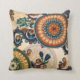 Almofada Cobertura Abstrata Colorida Boho Retro Paisley Cír
