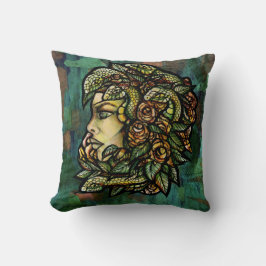 Almofada Cobra Medusa Verde Rosa Gorgona                   