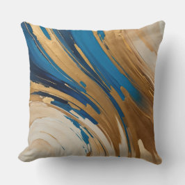 Almofada Cobre bege e abstrato azul