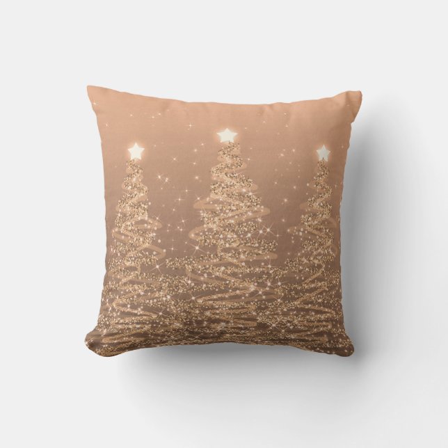 Almofada Cobre Elegante de Árvores Estimulantes de Natal  (Frente)