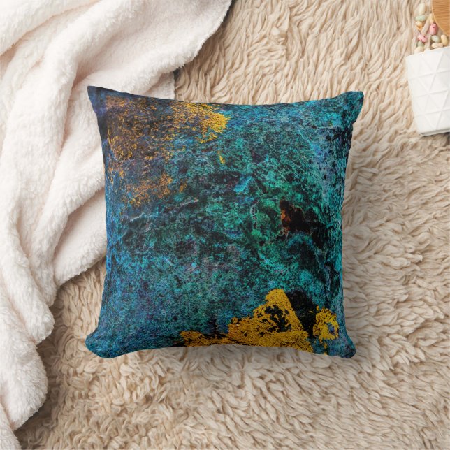 Almofada Cobre Metálico Azul Verde Moderno e Tendência (Cobertor)