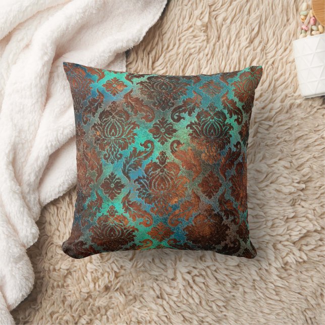 Almofada Cobre Patina Rusted Damask (Cobertor)