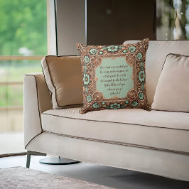 Almofada Cobre Turquesa Fillagree Moldura Personalizável