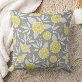 Almofada Cobrir Floral Amarelo, Cinza e amarelo