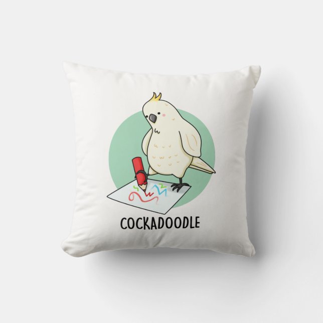 Almofada Cockadoodle Funny Cockatoo Pun (Frente)