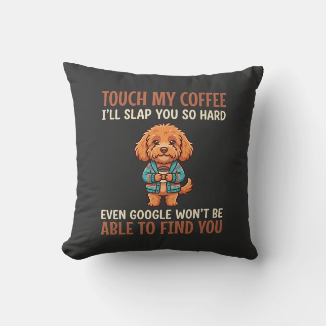 Almofada Cockapoo Engraçado Amante de Café (Frente)
