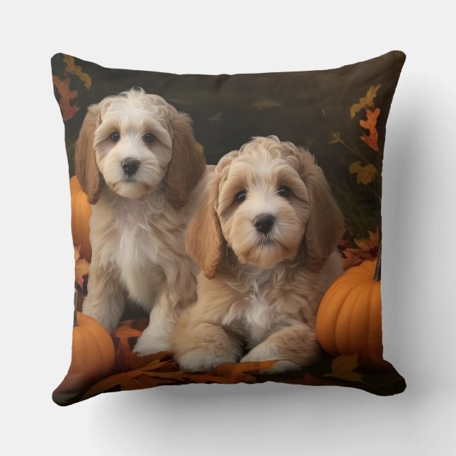 Almofada Cockapoo Puppy Autumn Delight Pumpkin (Verso)