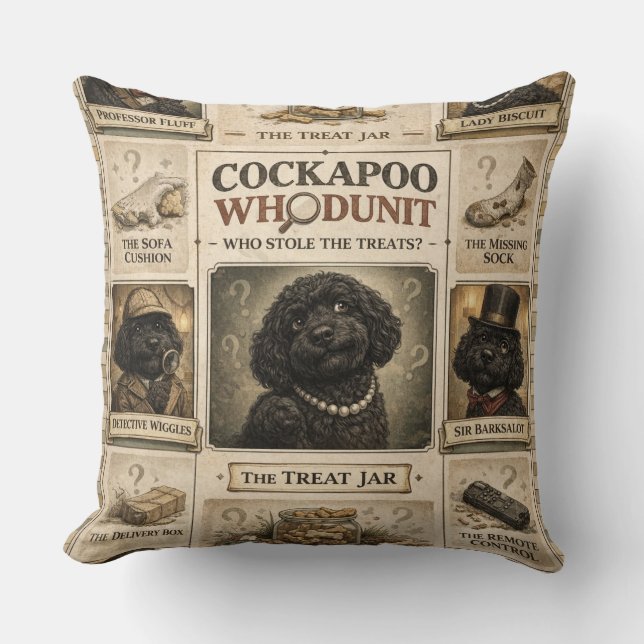 Almofada Cockapoo Whodunit | Presente Divertido pa (Frente)