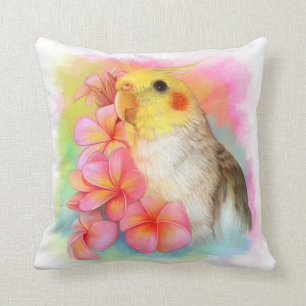 Almofada Cockatiel com frangipani