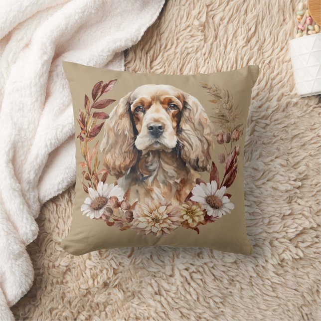 Almofada Cocker Americano Spaniel Dog Autumn Wreath (Cobertor)