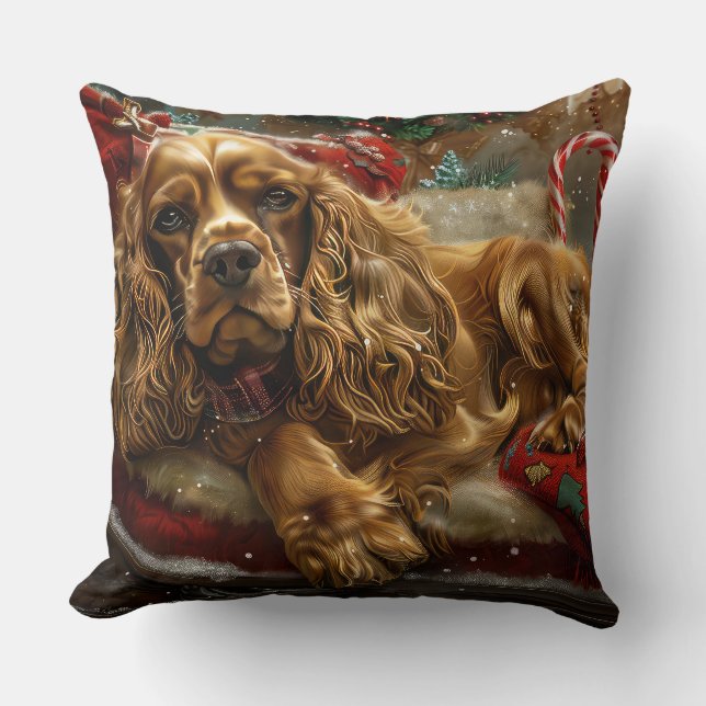 Almofada Cocker Spaniel Cão Festivo (Frente)