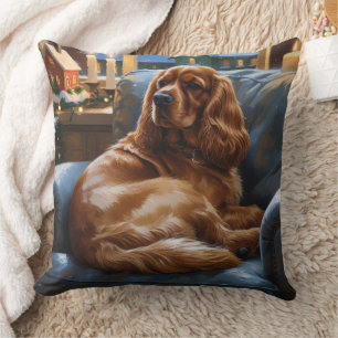 Almofada Cocker Spaniel com Feriado das Luzes de Natal