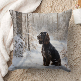 Almofada Cocker Spaniel Deixe-o nevar no Natal