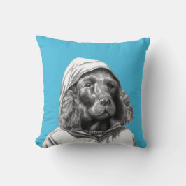 Almofada Cocker Spaniel em Casaco de Chuva (Azul da Velha E