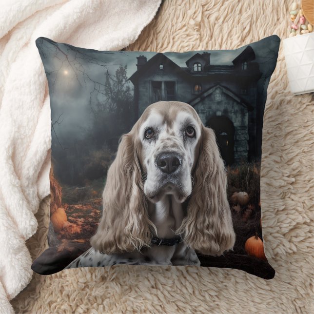 Almofada Cocker Spaniel Halloween Scary (Cobertor)