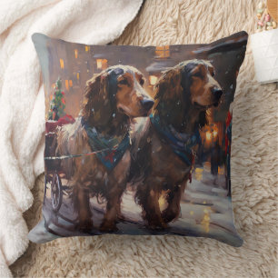 Almofada Cocker Spaniel Inglês Temporada Festiva de Natal