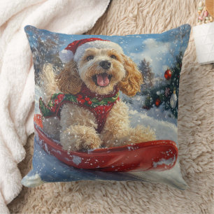 Almofada Cocker Spaniel no Trenó Deixe Nevar Natal