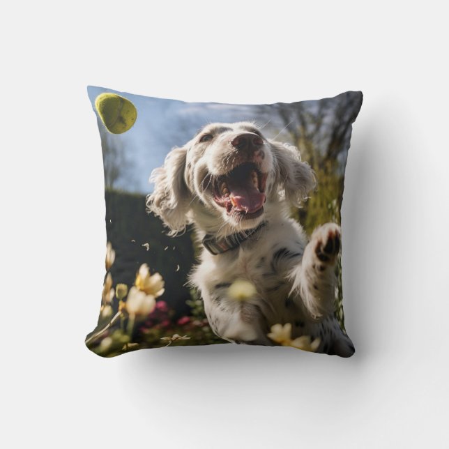 Almofada Cocker 🐕 Spaniel Puppy apanhando Tênis (Frente)